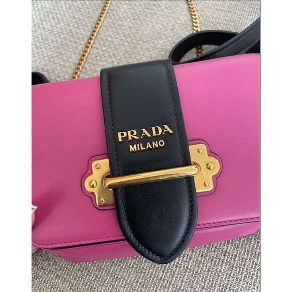 Prada City Calk Cahier Pink Black Leather Cross Body or Belt Bag + DUST BAG - Picture 4 of 14